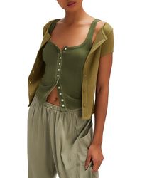 Free People - End Game Pointelle Button-Up Tank - Lyst