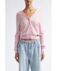 Alexander Wang - Crop Continuous Placket Wool Cardigan - Lyst
