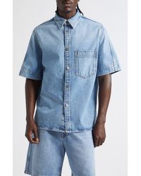 Givenchy - Couture Seam Short Sleeve Denim Button-Up Shirt - Lyst