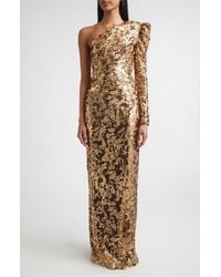 St. John - Sabrina Stretch Sequin One Shoulder Long Sleeve Gown - Lyst
