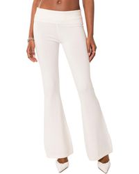 Edikted - Desiree Foldover Waist Knit Flare Pants - Lyst