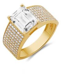 SHYMI - Wide Cubic Zirconia Pavé Band Ring - Lyst