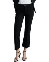 Mango - Alex Raw Hem Patch Pocket Crop Flare Jeans - Lyst