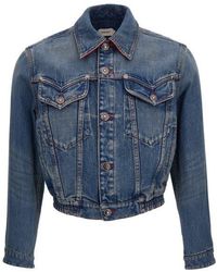 Versace - Crop Denim Trucker Jacket - Lyst