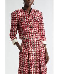 St. John - Plaid Eyelash Tweed Crop Jacket - Lyst