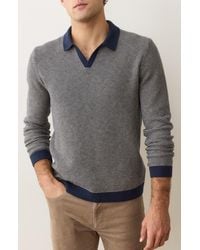 Marine Layer - Liam Johnny Collar Long Sleeve Sweater Polo - Lyst