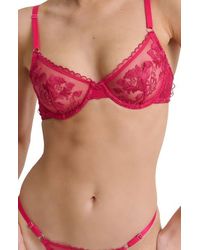 KAT THE LABEL - Annabelle Embroidered Mesh Underwire Bra - Lyst