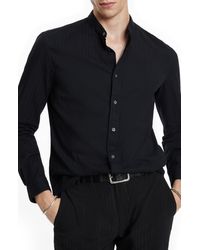 John Varvatos - Ben Embroidered Band Collar Button-up Shirt - Lyst