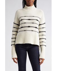 Veronica Beard - Viori Stripe Wool Blend Mock Neck Sweater - Lyst