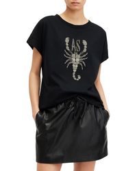 AllSaints - Pippa Scorpion Embellished Cotton Graphic T-shir. - Lyst