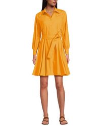 Lands' End - Poplin Button Front Dress With Godets - Lyst