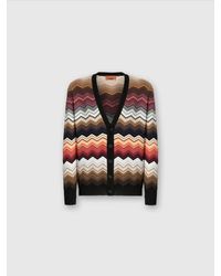 Missoni - Zig Zag Cotton Cardigan With Contrasting Piping And Pockets - Lyst