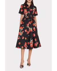 MILLY - Lexi Tomato Print Midi Dress - Lyst