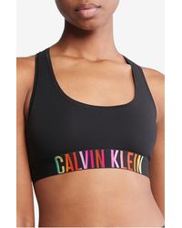 Calvin Klein - Logo Band Racerback Cotton Blend Bralette - Lyst
