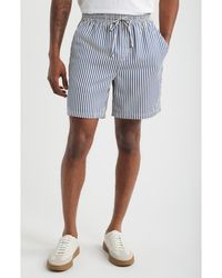 Open Edit - Stripe Seersucker Drawstring Shorts - Lyst