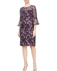 Alex Evenings - Floral Embroidered Illusion Neck Cocktail Dress - Lyst