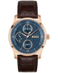 BOSS - Principle Master Quartz Multifunction Calfskin Watch - Lyst