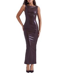 House Of Cb - Sahara Faux Leather Body-con Maxi Dress - Lyst