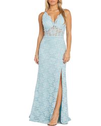 Morgan & Co. - Corset Lace Sleeveless Gown - Lyst