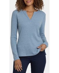 NYDJ - Metallic Rib Henley Top - Lyst