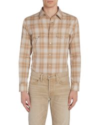 Tom Ford - Dégradé Plaid Brushed Cotton Snap-up Western Shirt - Lyst