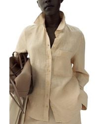 Mango - Linen Button-Up Shirt - Lyst