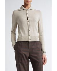 MM6 by Maison Martin Margiela - Virgin Wool Blend Cardigan With Leather Elbow Patches - Lyst