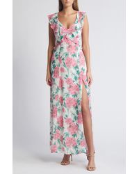 Lulus - Sensational Spring Floral Maxi Dress - Lyst