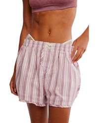 Free People - Day To Day Flannel Boxer Pajama Shorts - Lyst