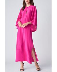 ocean + main - Kimono Sleeve Silk Dress - Lyst