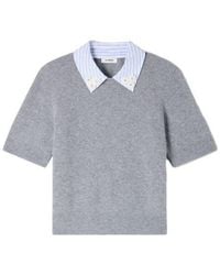 Sandro - Detachable Collar Wool Sweater - Lyst