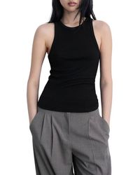 Mango - Fine Rib Knit Tank - Lyst