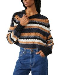 Free People - Devon Stripe Crop Sweater - Lyst