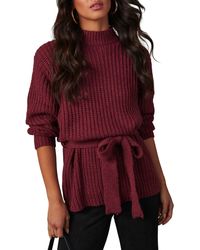 Vici Collection - Wixson Rib Belted Mock Neck Sweater - Lyst