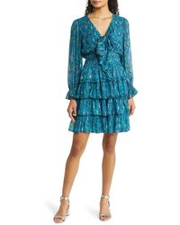 Lilly Pulitzer - Lilly Pulitzer Laralynn Metallic Printed Tiered Long Sleeve Dress - Lyst