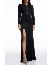 Dress the Population - Samia Placed Sequin Floral Long Sleeve Mermaid Gown - Lyst