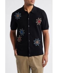 Wax London - Tellaro Floral Embroidered Short Sleeve Button-Up Shirt - Lyst
