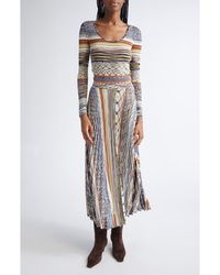 Missoni - Pleated Long Sleeve Knit Dress - Lyst