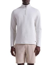 Bugatchi - Waffle Quarter Zip Cotton Blend Pullover - Lyst