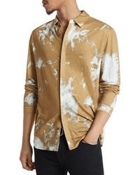 John Varvatos - Madera Splash Dye Slub Linen Button-up Shirt - Lyst