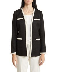 Anne Klein - Contrast Trim Tweed Jacket - Lyst