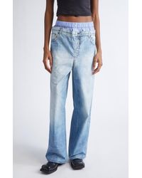 Acne Studios - Boxer Waistband Denim Trompe L'Oeil Wide Leg Poplin Pants - Lyst