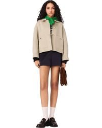Maje - Short Pleated-Back Wool Jacket - Lyst