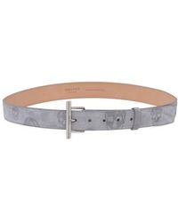 McQueen - T-Bar Skull Print Suede Belt - Lyst