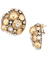 Area - Crystal Button Cluster Earrings - Lyst