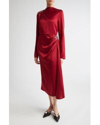 Erdem - Crystal Embellished Long Sleeve Satin Dress - Lyst