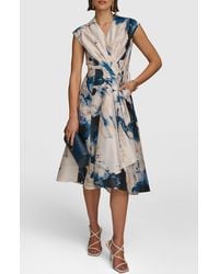 Donna Karan - Print Midi Wrap Dress - Lyst