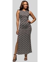 24seven Comfort Apparel - And Print Sleeveless Side Slit Maxi Dress - Lyst