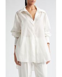 Totême - Oversize Wide Sleeve Cotton Blend Button-up Shirt - Lyst