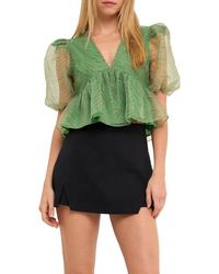 Endless Rose - Zebra Print Puff Sleeve Crop Top - Lyst